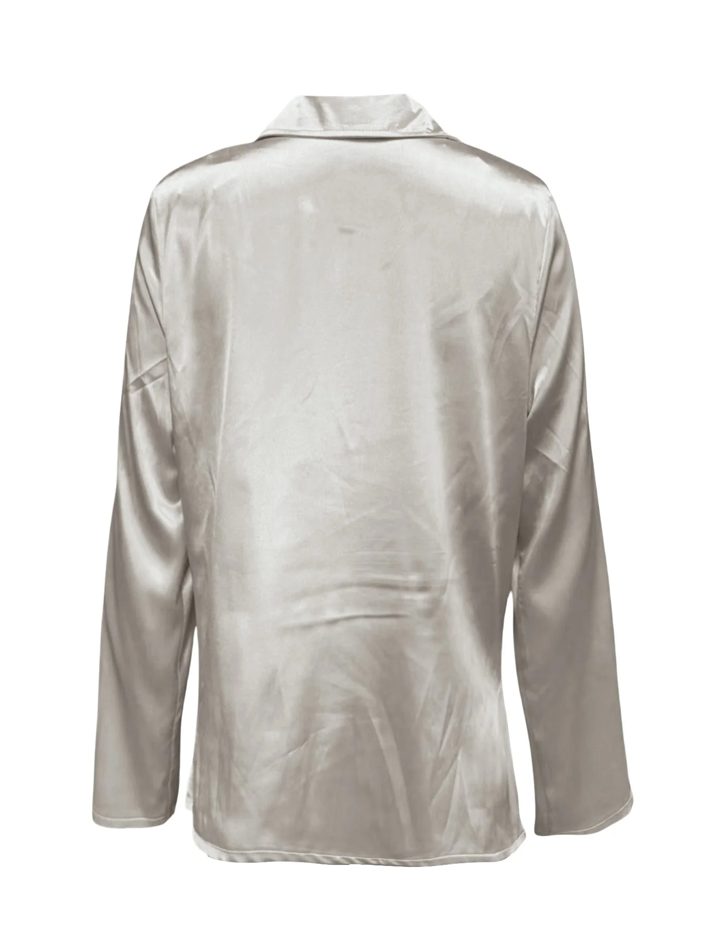 Women's Casual Long Sleeve Satin Blouse Pullover Tops with Lapel in Solid Color Multi-Color Plus Size for Autumn Season