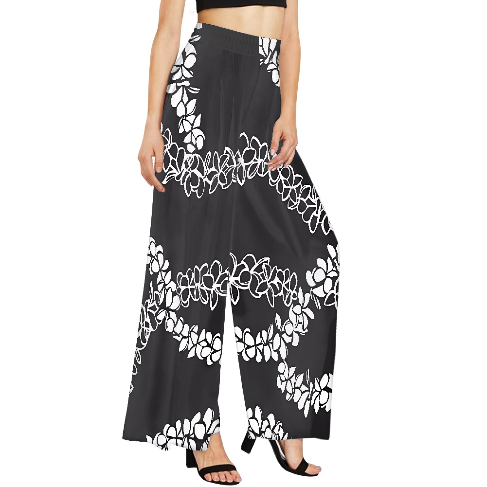 Women's Fall Summer Fashion Baggy Palazzo Pants Custom Pattern Print Polynesian Hawaiian Wide Leg Oversized Trousers Chiffon