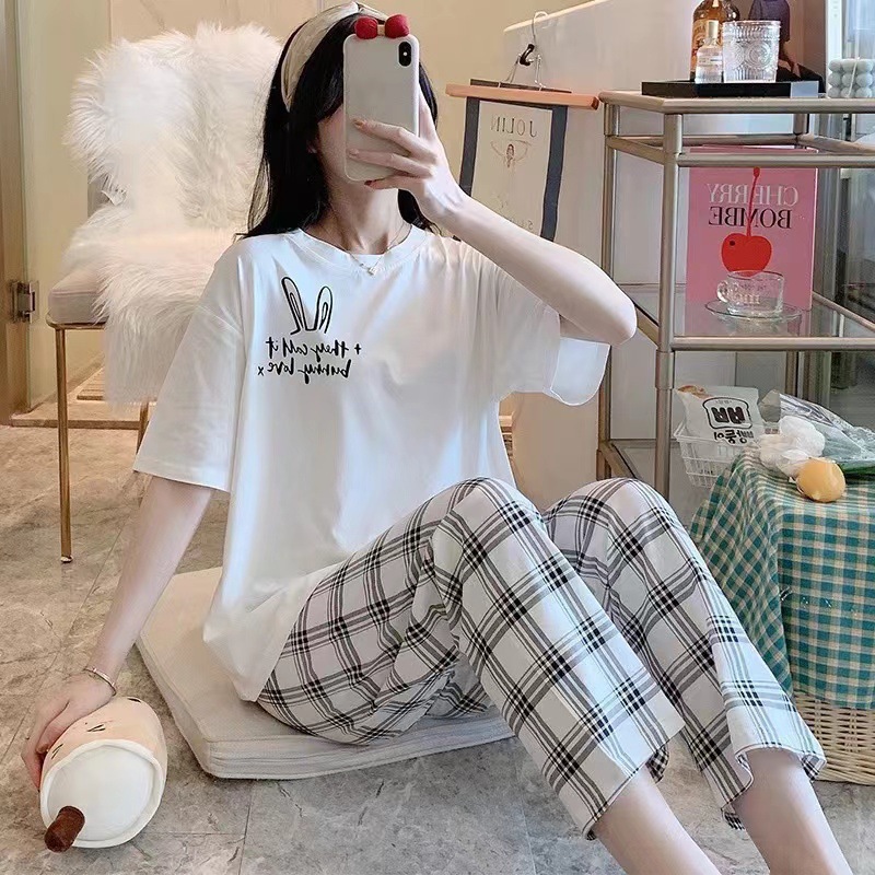Wholesale Summer Women's Pajamas Large Size Home Wear 2 Piece Milk Silk Casual Loose Sleepwear