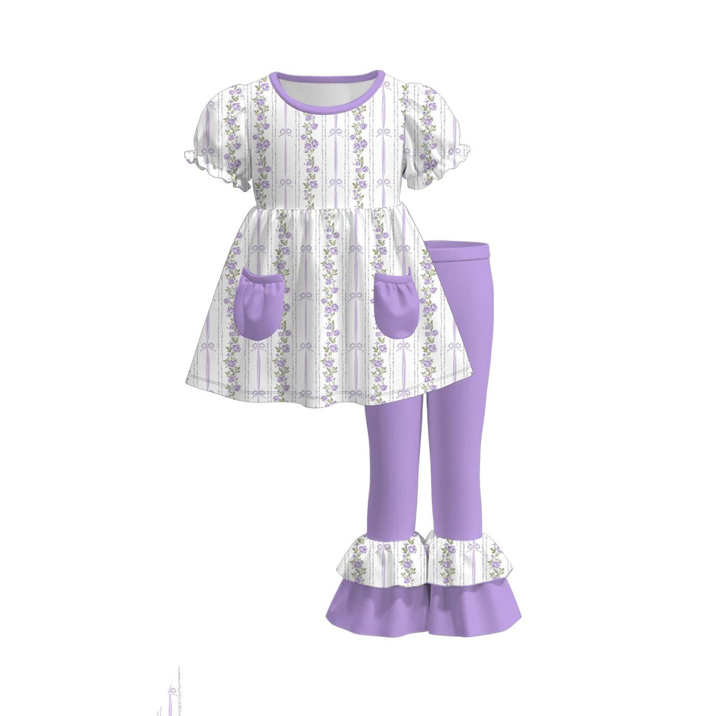 Preorder MOQ 5 Small Flowers Bows Little Girls Outfits Dress Romper Wholesale Sisters Summer Children Clothing Boutique Clothes