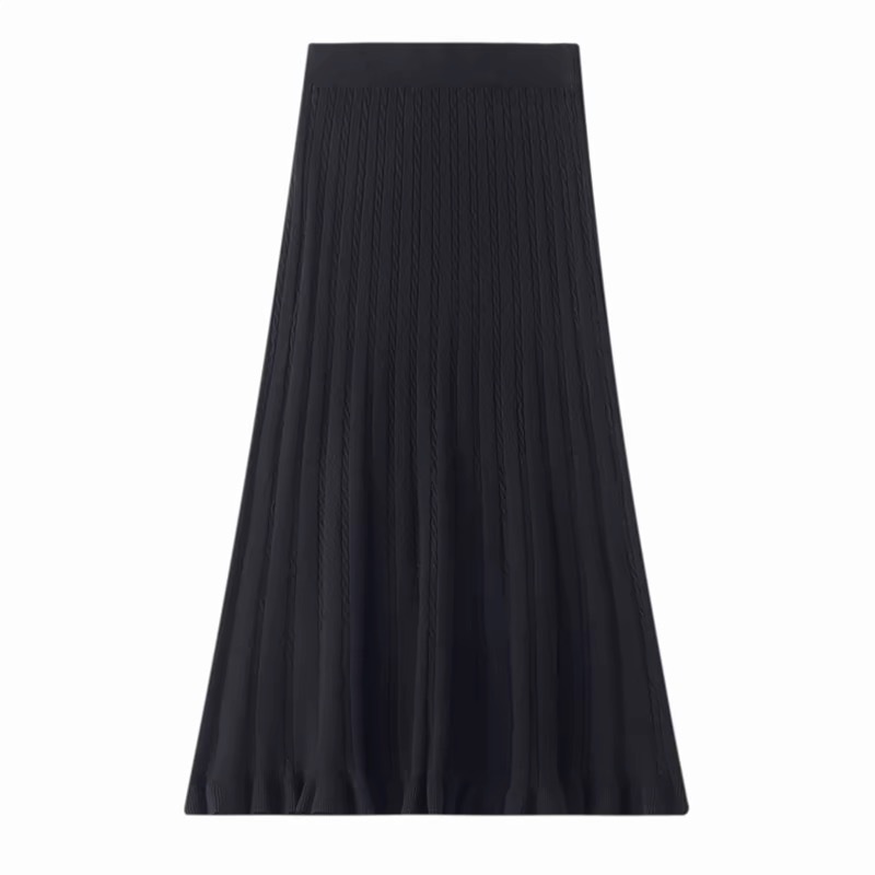 Custom OEM ODM Women's Vintage Casual Sweater Skirts Woolen Breathable Knitted Midi Natural Waistline Wholesale Spring