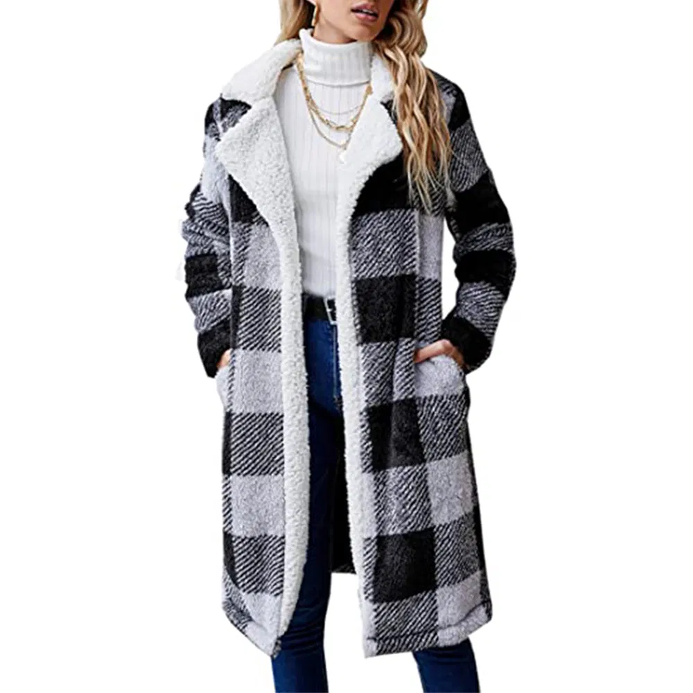 Women's Fashion Winter Coats Fuzzy Fleece Long Sherpa Hooded Jackets Button Down Faux Fur Warm Outerwear