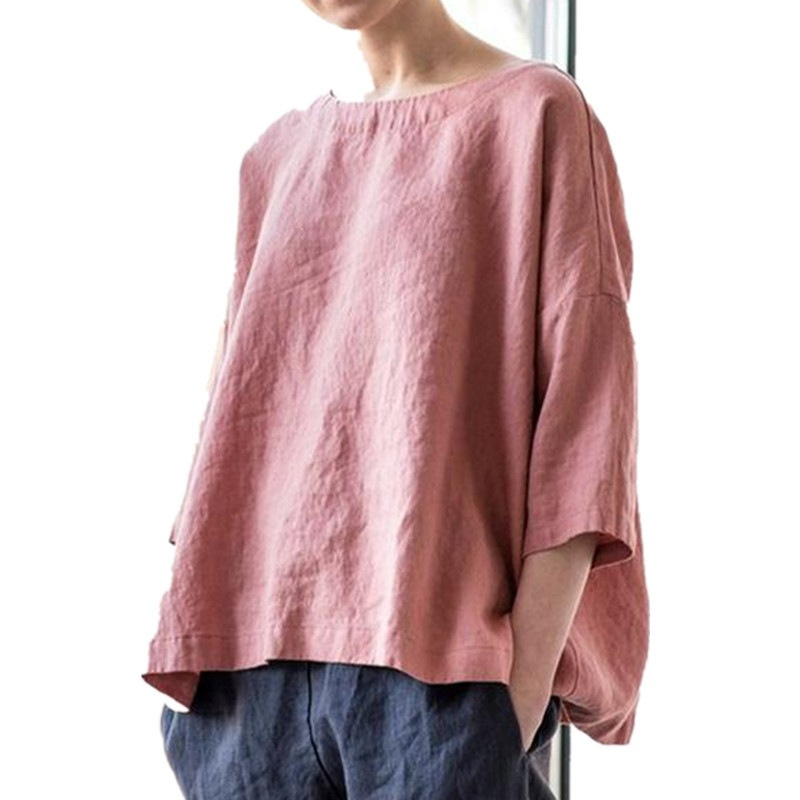 OEM/ODM Women's Polyester Cotton Regular Top Plain Dyed Solid Vintage Casual Woven Versatile Artistic Retro Blouse