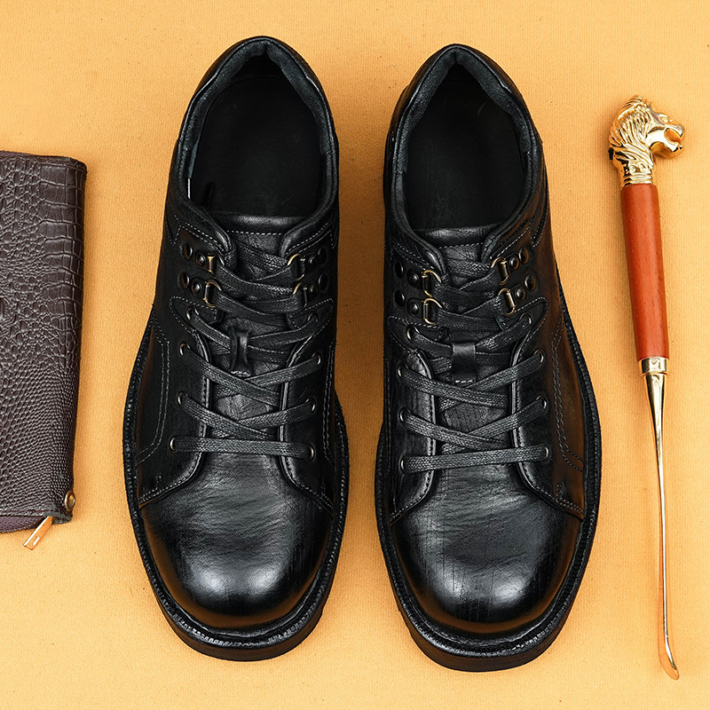 Goodyear Men's Workwear Shoes 2025 New Style Genuine Leather Handcrafted Retro Business Casual Leather Shoes with Laceup for Men