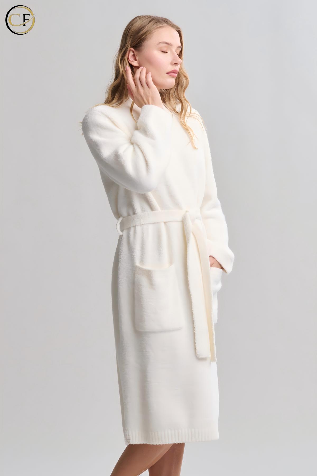 Elegant Lady's Full-Length Modal/Cotton Robe Warm Sleepwear with Breathable Soft Fabric Comfortable Loose Fit for Home Hotel Use