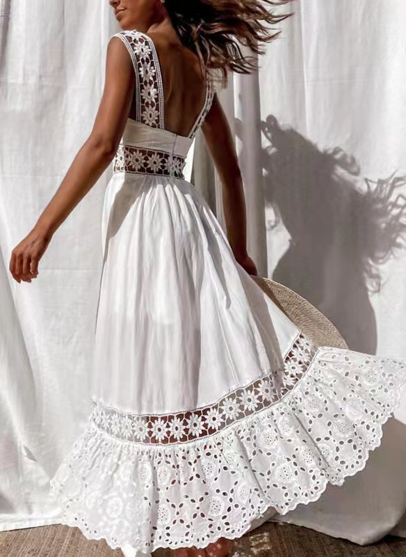 Women Dress 2026 Elegant Casual Plus Size Women's Long Maxi Dress Ladies slip White Lace Dress