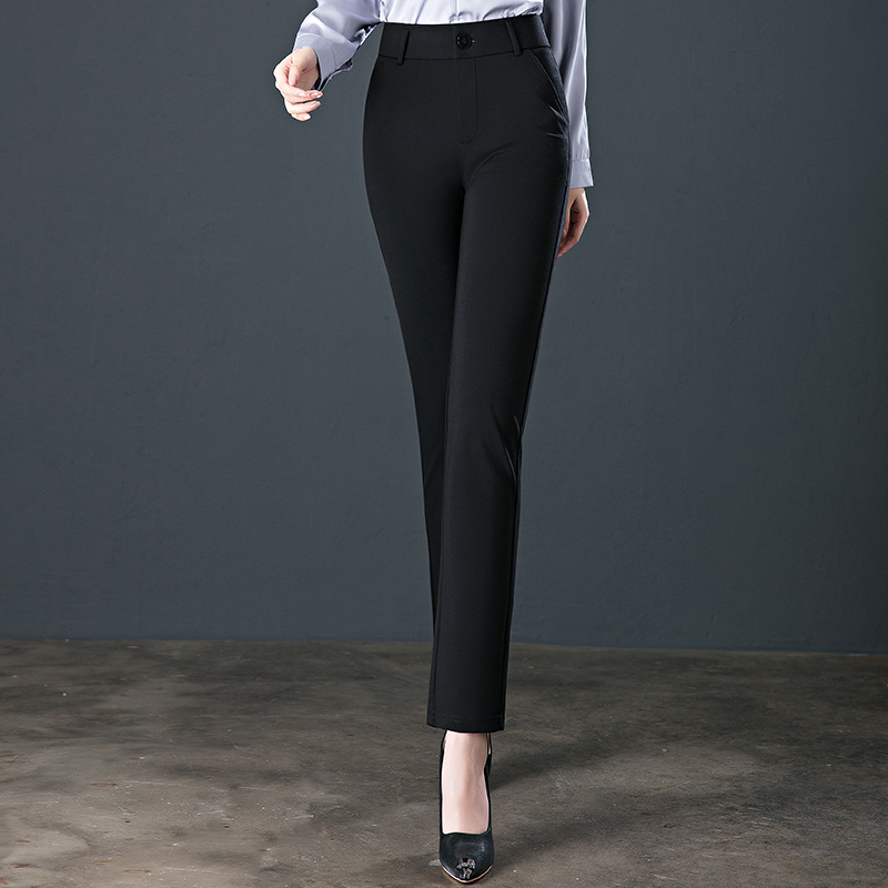 Women's High Waist Boot Cut Beige Black Pants Regular Fit 100% Polyester Waterproof Breathable Casual Office Streetwear