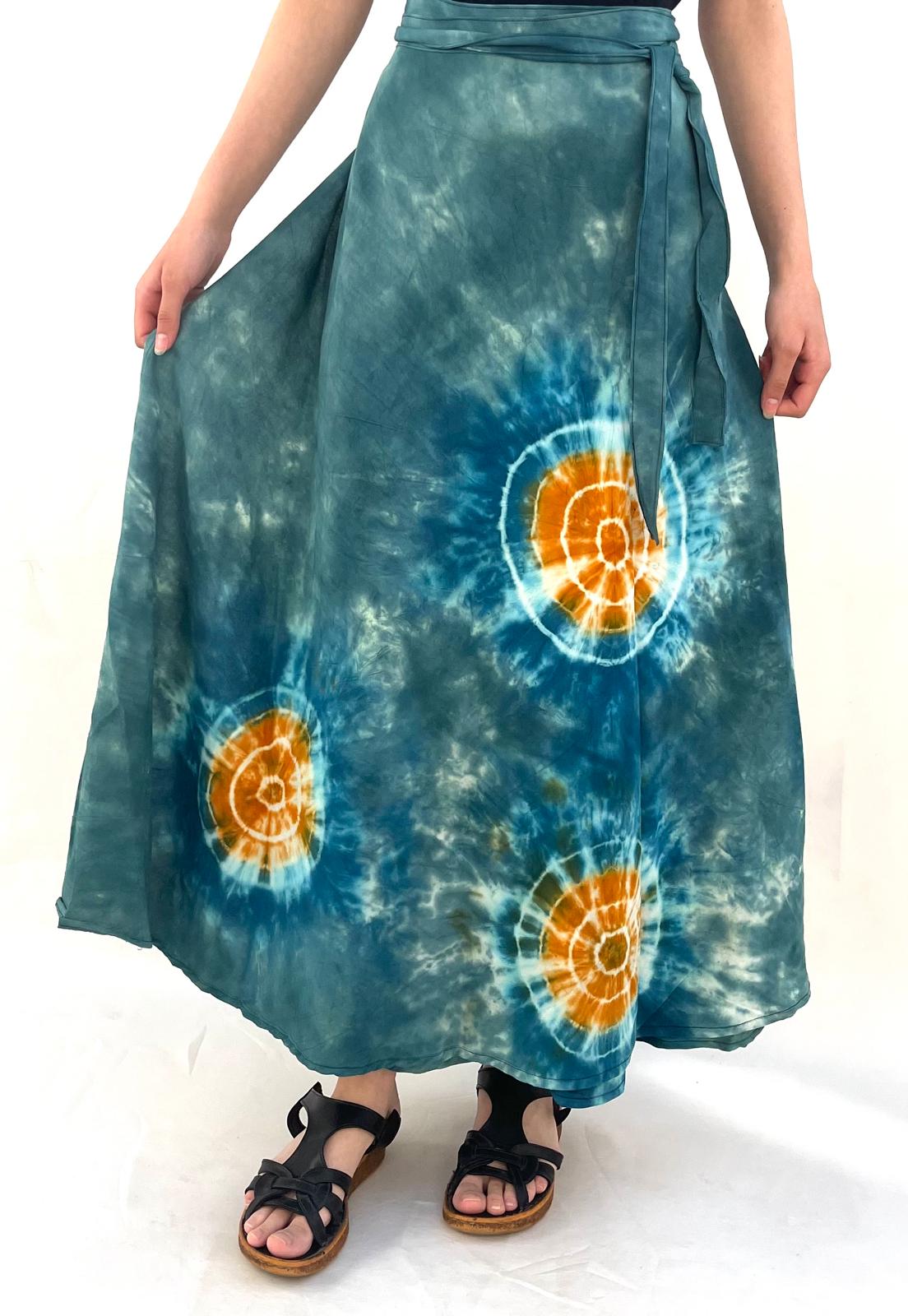 High Quality 100% Viscose Women's Sunburst Print Summer Beach Ethnic Wrap Casual Soft Eco-Friendly Breathable Quick Dry Skirt