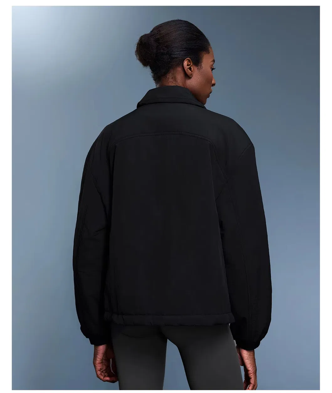Women's Drawstring Hem Lightweight Lined Cotton-Padded Jacket Windproof Warm Loose-Fit Casual Style Outerwear with Lapel Collar