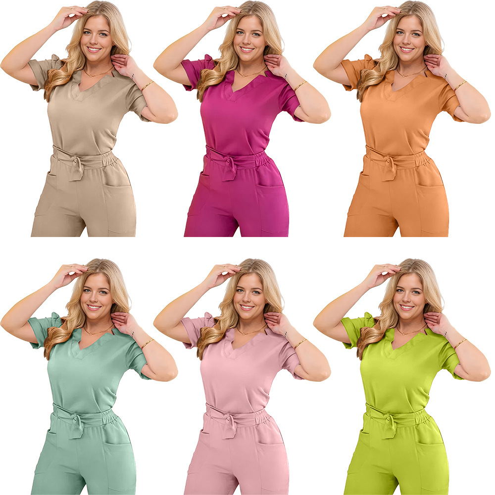 Ladies' Thin Comfortable Breathable Dobby Fabric Doctor Uniform Set ODM Supply Beauty Salons Maternity Centers Dental Clinics