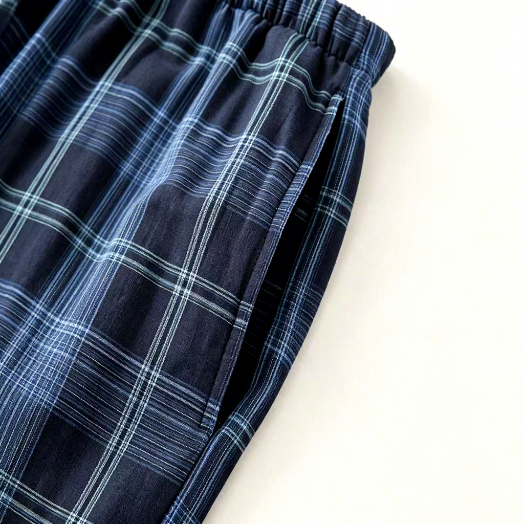 Custom Plaid Pajama Pants Men Cotton Lounge Trousers In Stock Fabric Low MOQ OEM Manufacturer