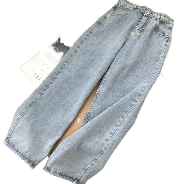 Straight High Waist Jeans for Female Students New Korean Style Loose Retro Wide Leg Pants