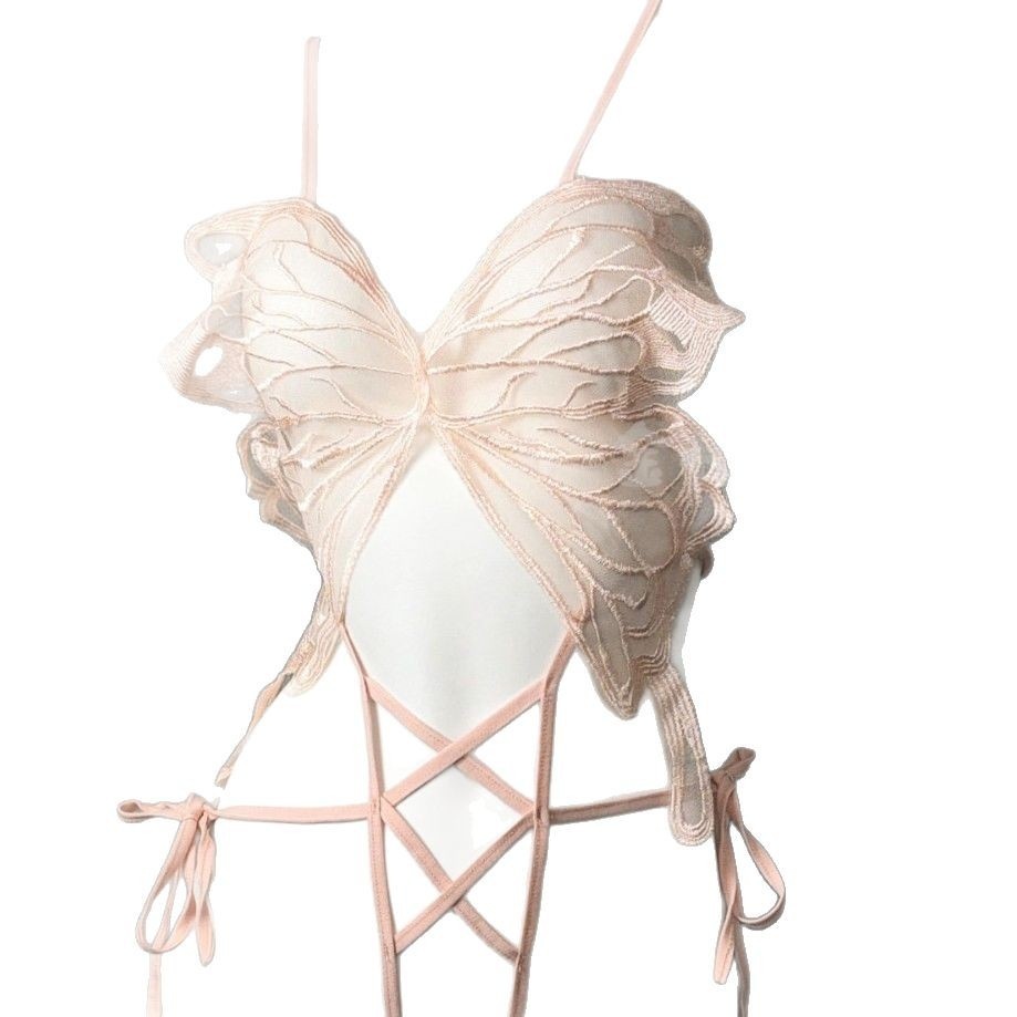 Golden Silk Woven Fun Sexy Lingerie Large Butterfly Strap Open Crotch Bodysuit Hollow Binding Temptation Women's Sexy Lingerie