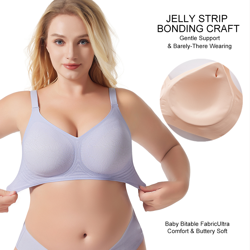 Plus Size Women's Thin Cup Seamless Breathable Jelly Halter Bra