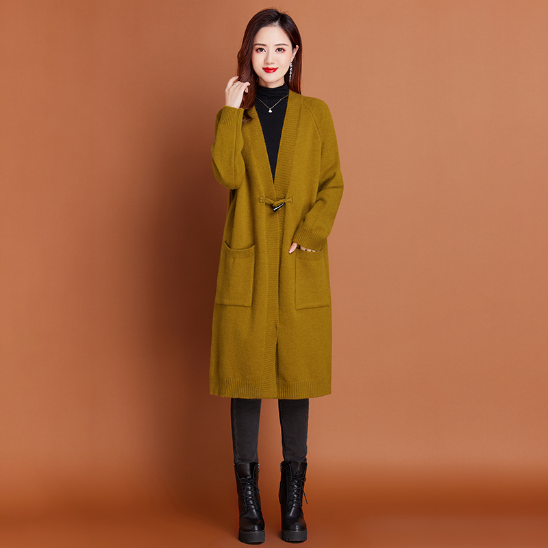 Long Style Knitted Outerwear with V-Neck Collar Knitted Sweater. Knitwear Fashion Clothes Wholesale Fashion Wear Women′ S Clothing Fashion Knitwea