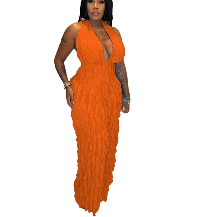 Cross Border New European American Women's Clothing 2026 Spring/Summer High Sexy Loose Ruffle Edge Camisole Jumpsuit