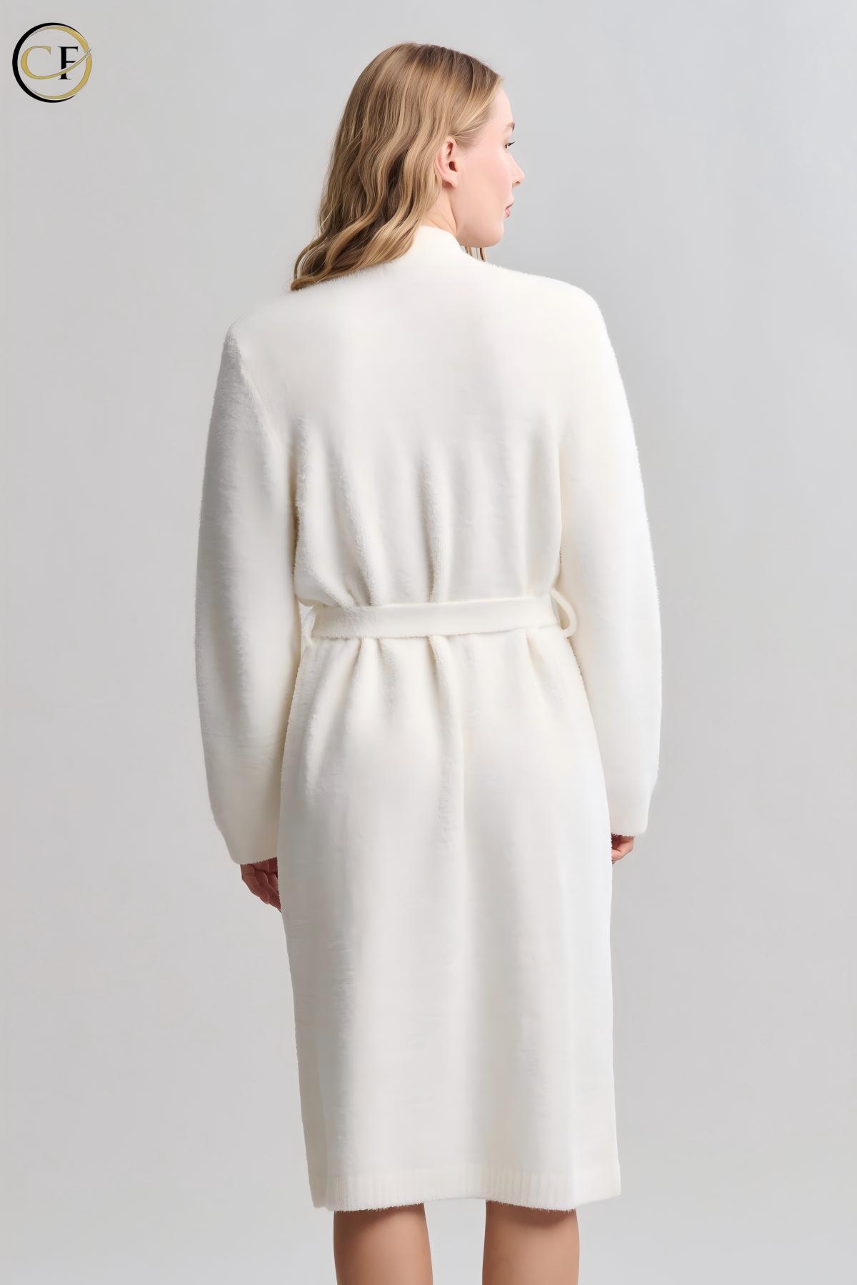 Elegant Lady's Full-Length Modal/Cotton Robe Warm Sleepwear with Breathable Soft Fabric Comfortable Loose Fit for Home Hotel Use