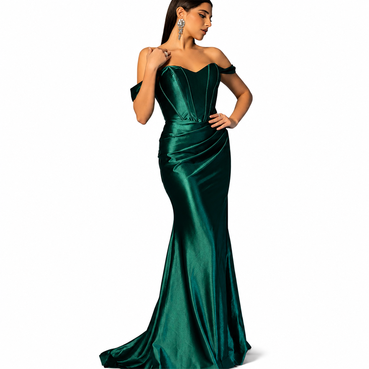 Custom Women's Satin Mermaid Evening Dress Off Shoulder Formal Gown Elegant Prom Dress Wedding Guest Party Dress OEM ODM