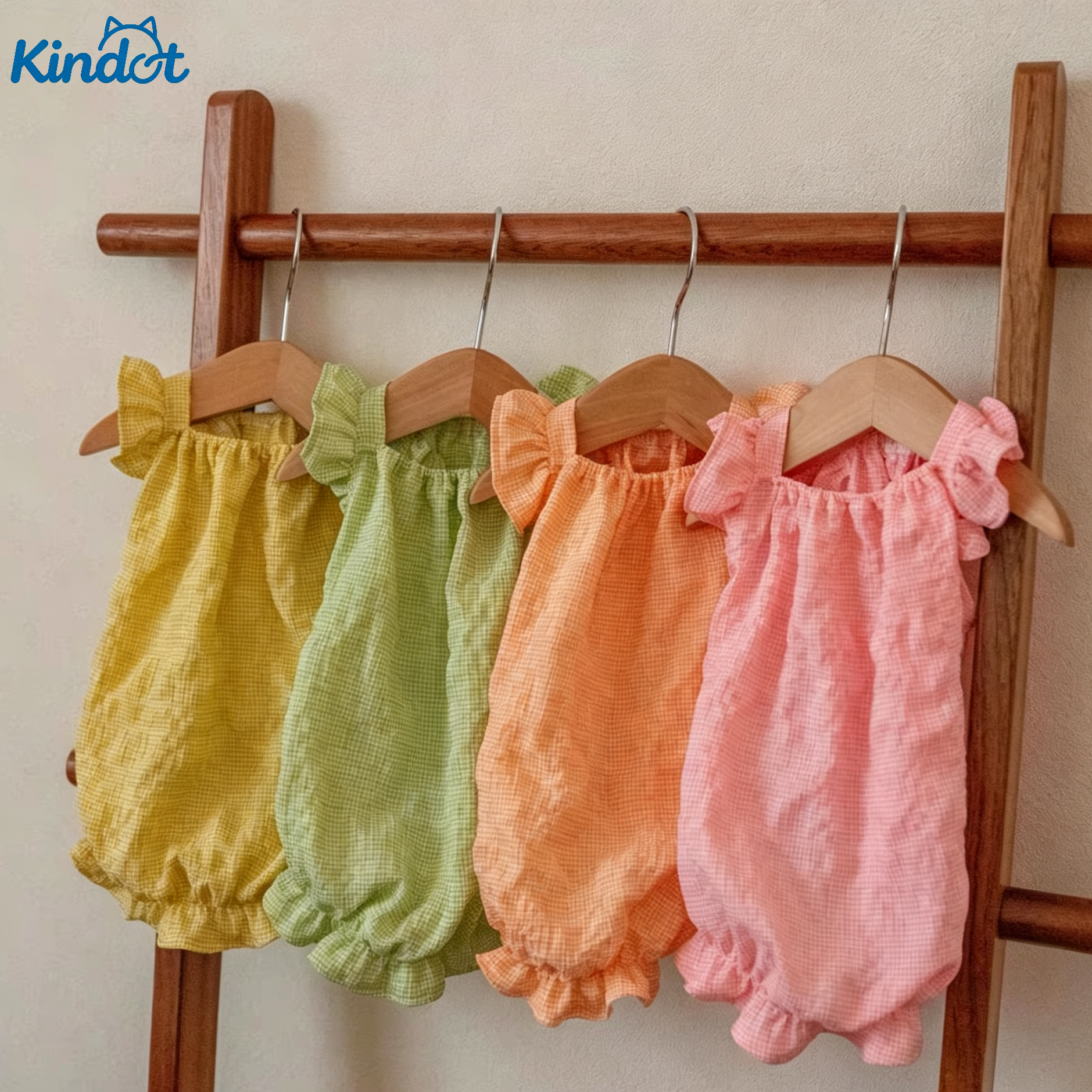 KINDOT Dopamine-inspired Crinkled Cotton Mini Dress German-style Cat Outfit Hairless Cats Wrinkle-resistant Bubble Chiffon