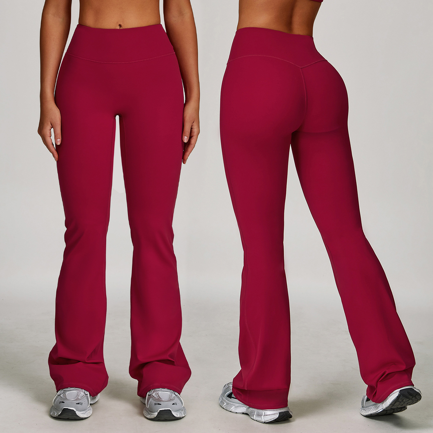 Women's Mid Waist Flared Yoga Pants Flat Front Anti-Pilling Winter Fitness Running Exercise Trousers