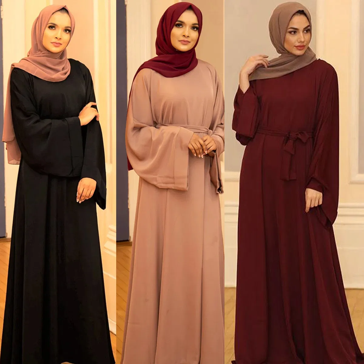 Wholesale Women Fashion Abaya Muslim Islamic Clothing Mushkiya Jilbab Abaya Niqab Hijab Dress Attire Modest Wear