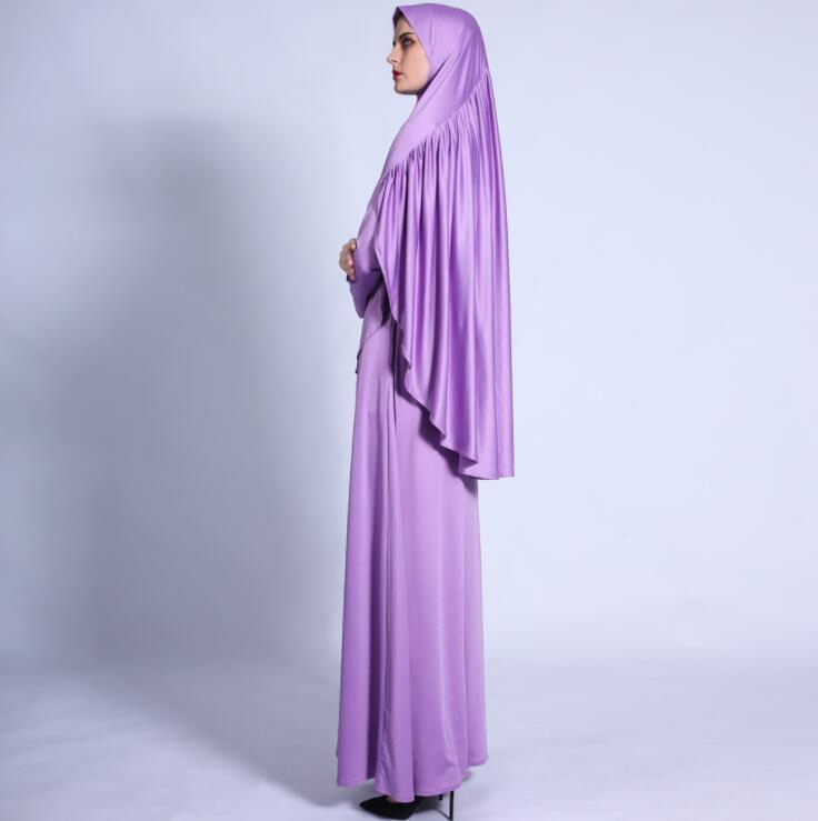 2021 Solid Color Dubai Turkish Muslim Islamic Clothing Modest Fashion Muslim Women Hijab Dress Two Pieces Abaya