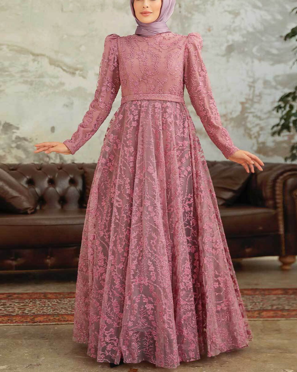 OEM Custom High Quality Dubai Elegant Lace Party Wear Modest Evening Dress