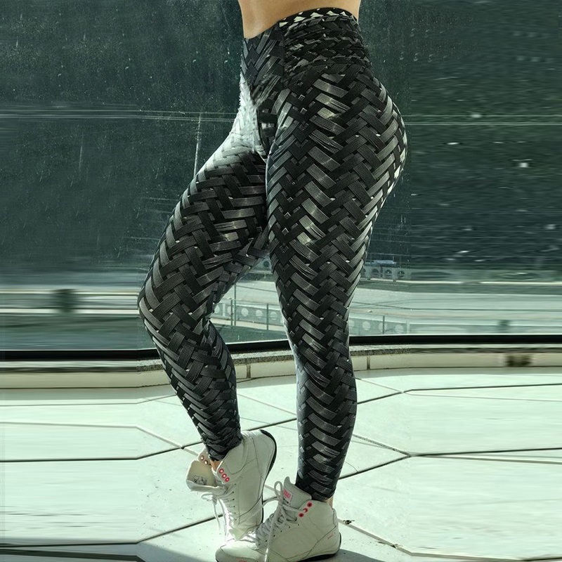 New Fashion 3D Pattern Print Reflective Woven Leggings Breathable Yoga Pants for Spring Sizes XL and 3XL Available