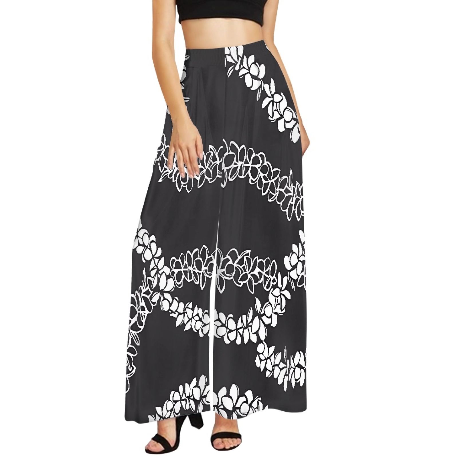 Women's Fall Summer Fashion Baggy Palazzo Pants Custom Pattern Print Polynesian Hawaiian Wide Leg Oversized Trousers Chiffon