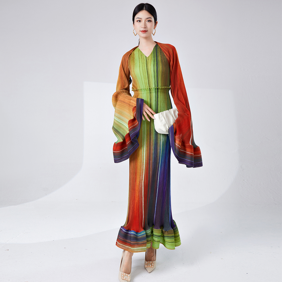 High Quality Eco-Friendly Vintage Ruched Woven Maxi Elegant Two Piece Dresses Set for Women Long Party Evening