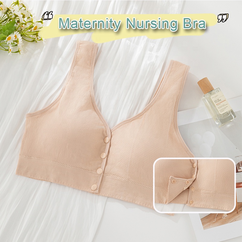 Breathable Everyday Women's Push-Up Summer Full Cup Seamless Wire-Free Comfort Maternity Nursing Bra Front Closure