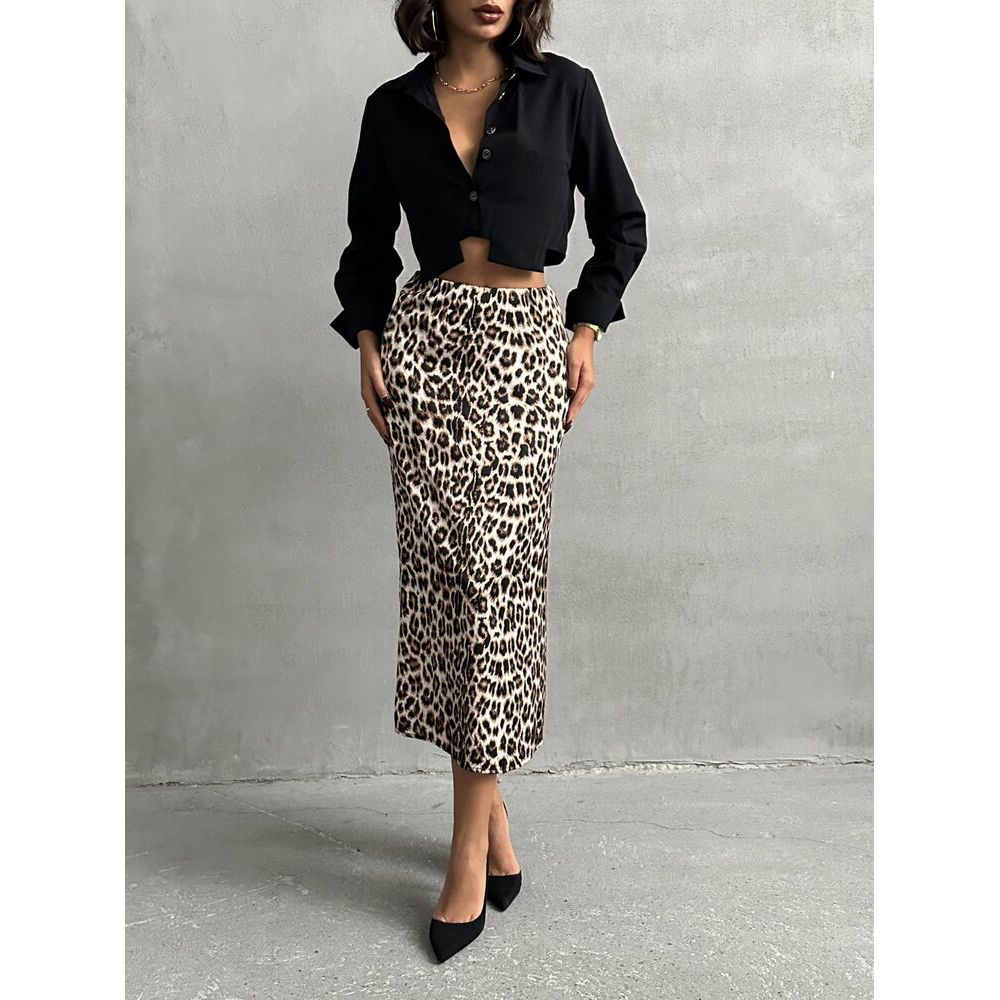 Wholesale TOPSHOW Women's Leopard Skirts