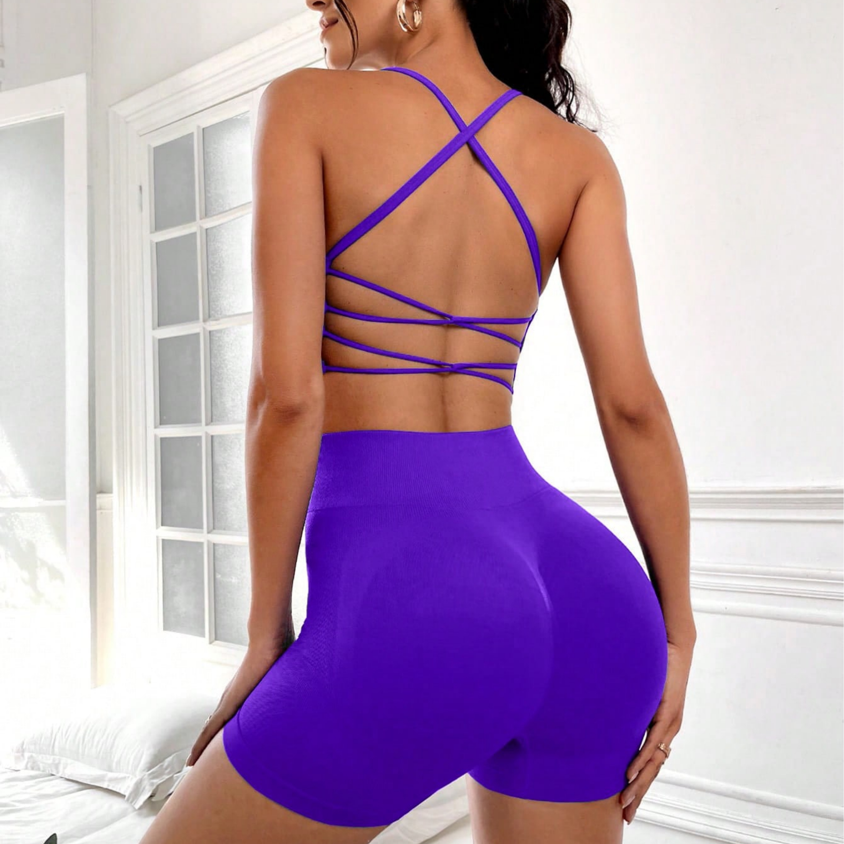 2026 Women's Solid Seamless Sports Bra &amp; Shorts Set Eco-Friendly Breathable Activewear Butt Lift Gym Fitness Wear