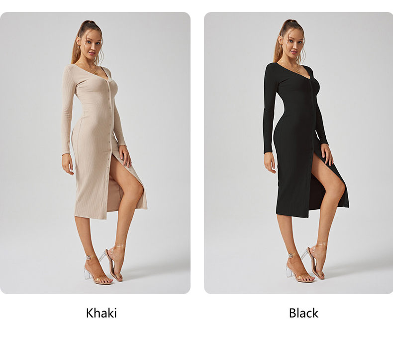 WCD102 Wholesale Custom Premium French Drawstring V-Neck Women's Casual Dresses
