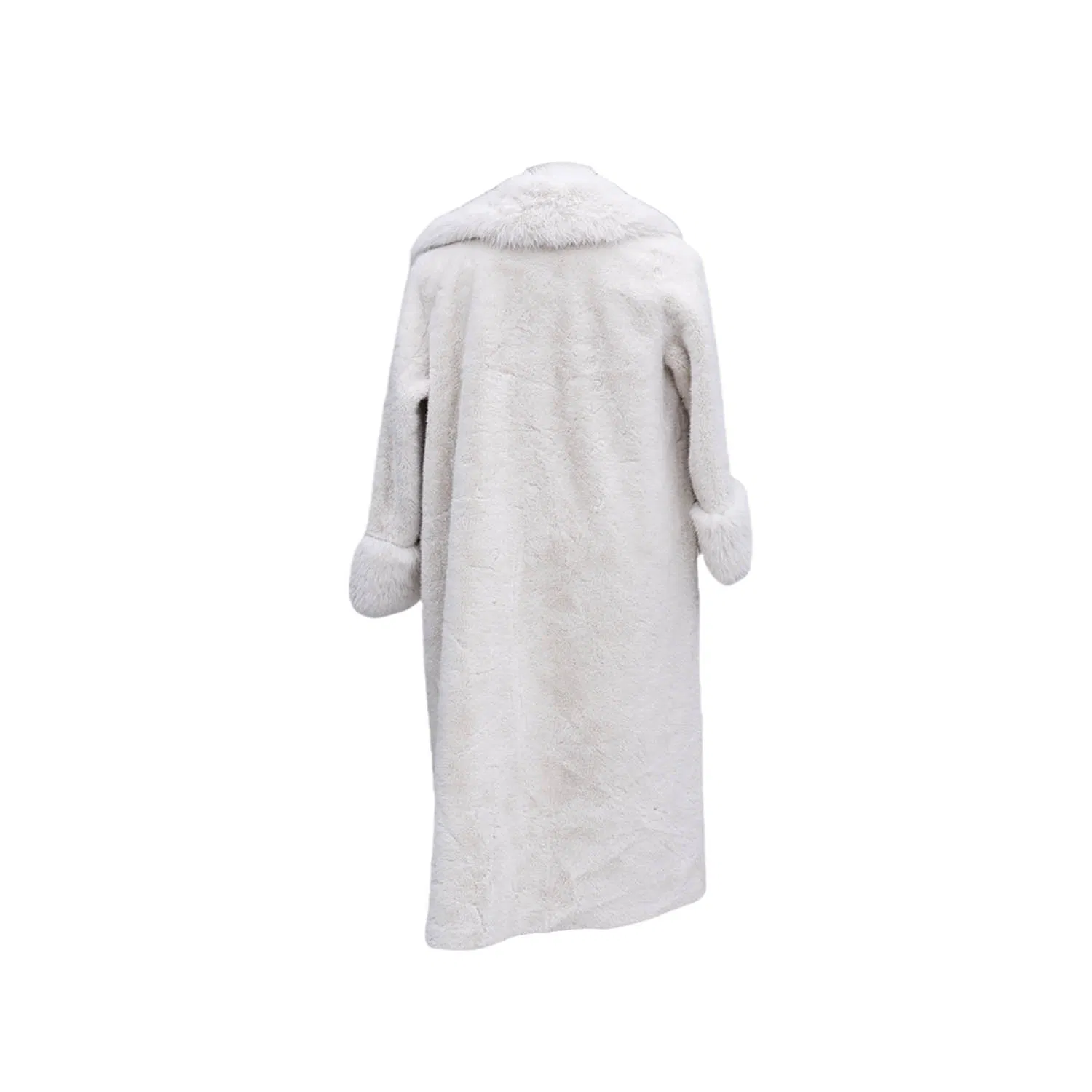 Breathable Gray-White Women's Faux Fur Coat - Soft Winter Warmth, China-Made Premium Outerwear