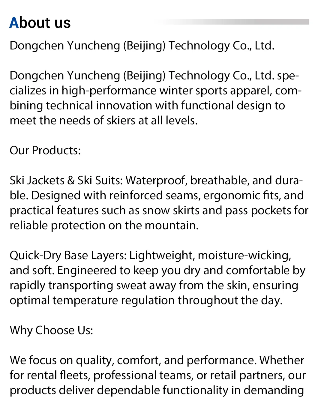 Ski Jacket Functional Construction
