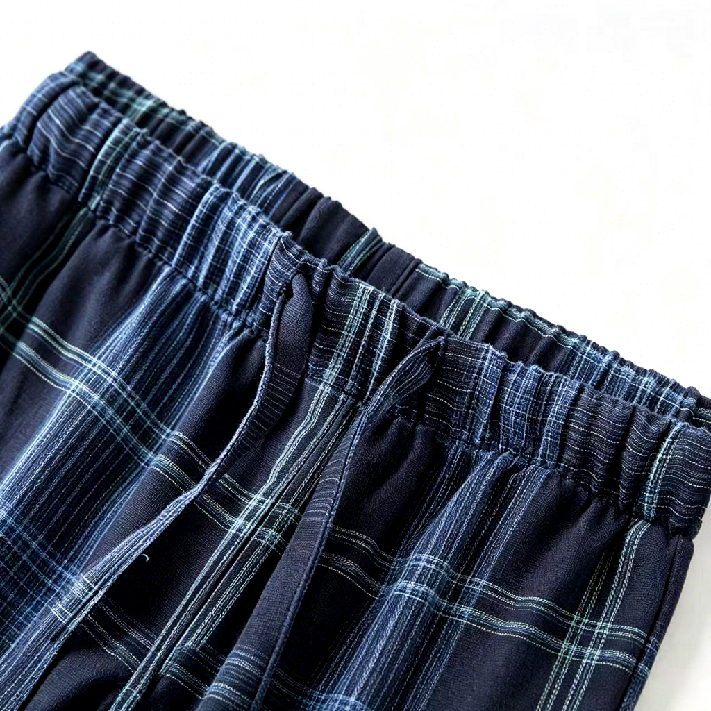 Custom Plaid Pajama Pants Men Cotton Lounge Trousers In Stock Fabric Low MOQ OEM Manufacturer