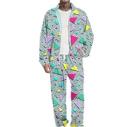 Unisex Geometric Pattern 100% Nylon Breathable Printed Drawstring Closure Sportswear Streetwear Long Sleeve