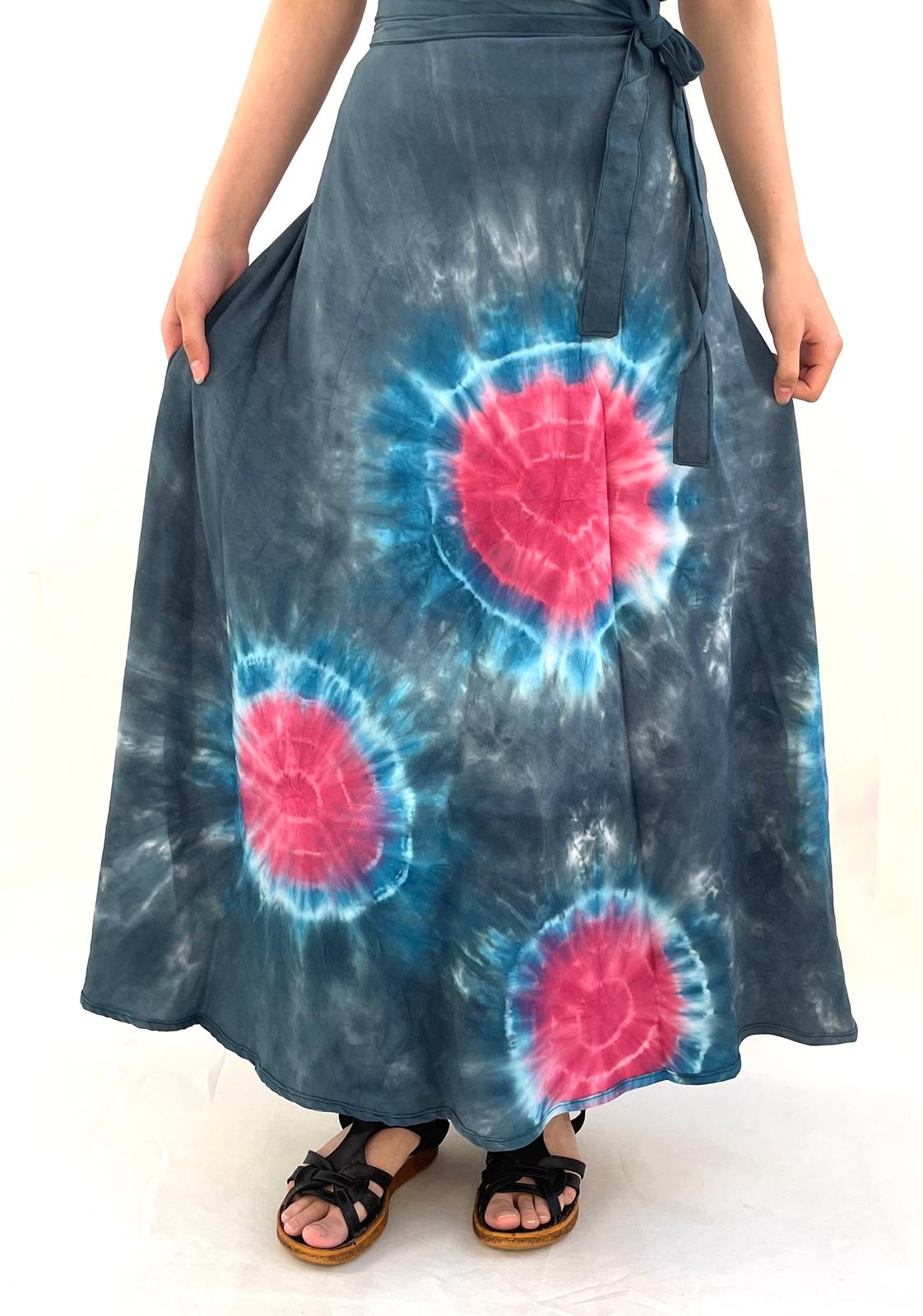 High Quality 100% Viscose Women's Sunburst Print Summer Beach Ethnic Wrap Casual Soft Eco-Friendly Breathable Quick Dry Skirt