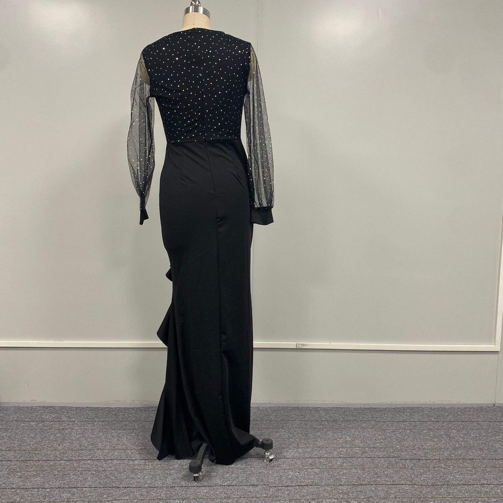 Women's Vintage A-Line Evening Prom Dresses Long Sleeves Natural Waist Anti-Static 100% Polyester for Parties Maxi Length OEM