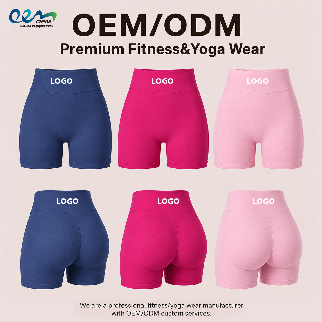 OEM ODM Custom Fitness Apparel Supplier Squat Proof High Rise Activewear Manufacturer Women's Workout Shorts for Running Pilates