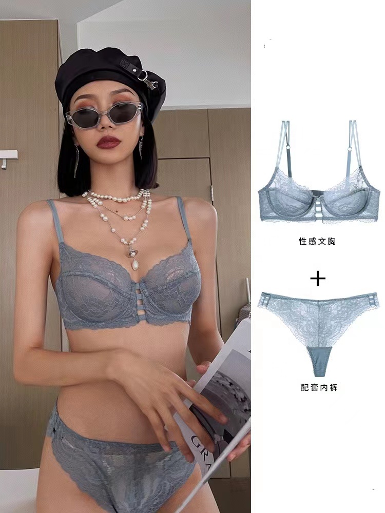 New Womens Underwear Push-up Bra Sexy Ultra-thin Breathable Lace Bra With Thong Bra Set