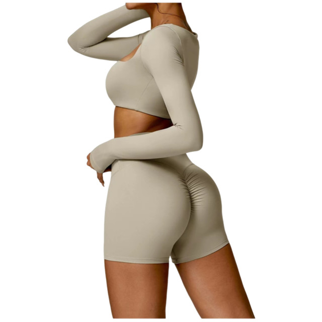 Hot Sale Women's Long Sleeve Activewear Tops Breathable Scrunch Bum Activewear with Low MOQ