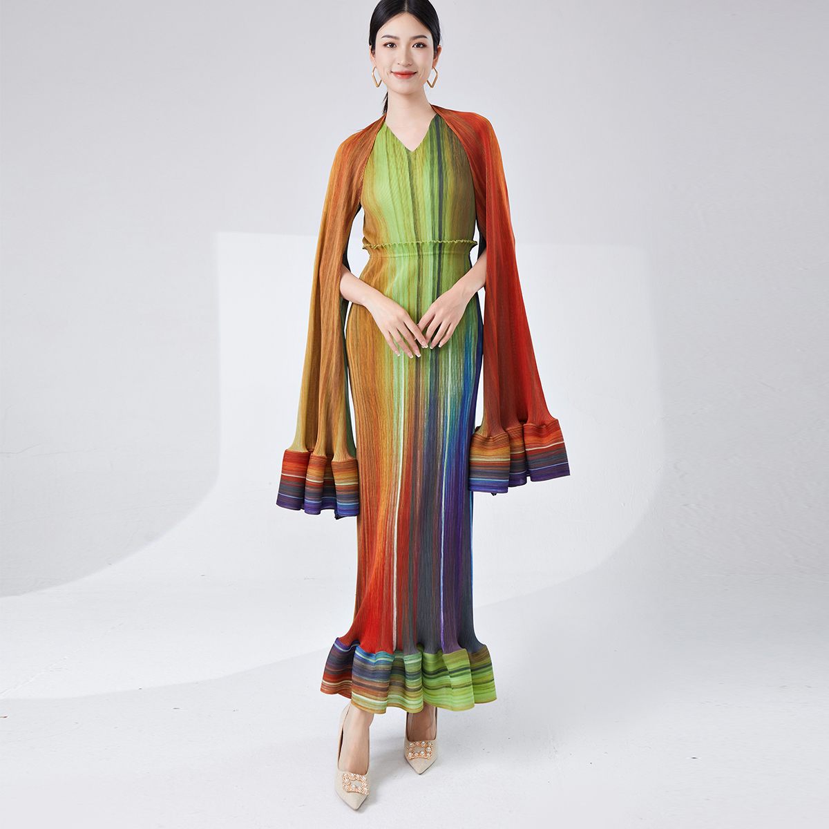 High Quality Eco-Friendly Vintage Ruched Woven Maxi Elegant Two Piece Dresses Set for Women Long Party Evening