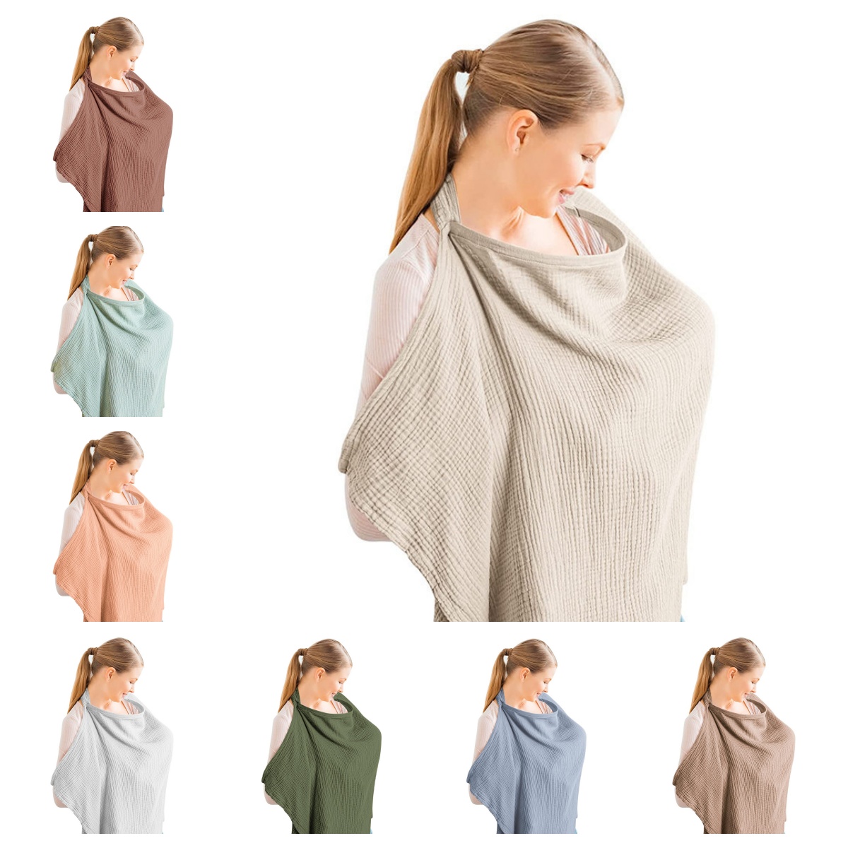 Cotton Gauze Comfortable Nursing Shawl Soft Adjustable Breastfeeding Cover for Maternity Clothing