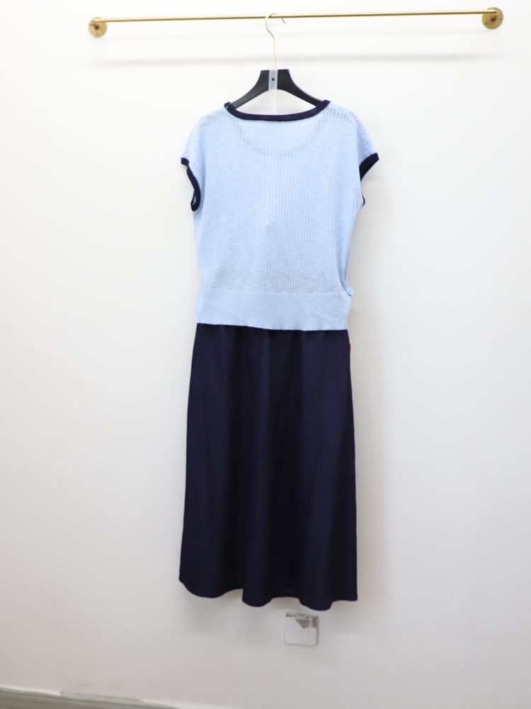 2025 Summer Women's Casual Round-neck Knitted A-line Mini Dress Breathable Front with Solid Pattern