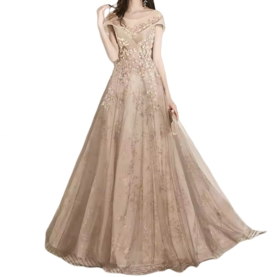 Customized Women's Formal Banquet Evening Party Casual Dress Natural Waist Woven Fabric A-Line Silhouette Flax Material