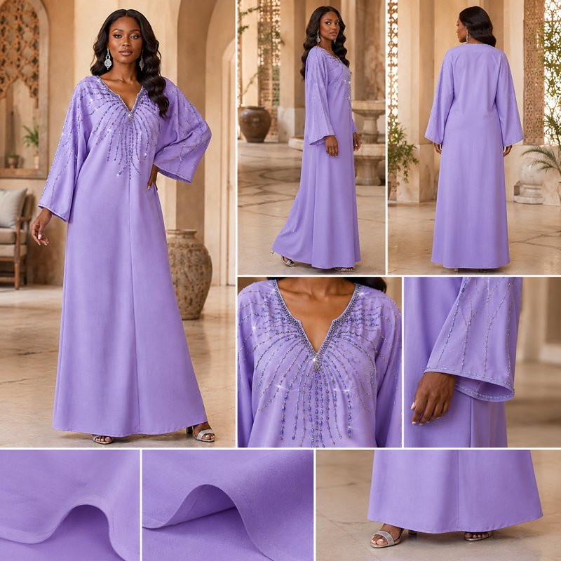 OEM Fashion Factory Mint Muslim Dress for Resort Vacation Daily Modest Clothing