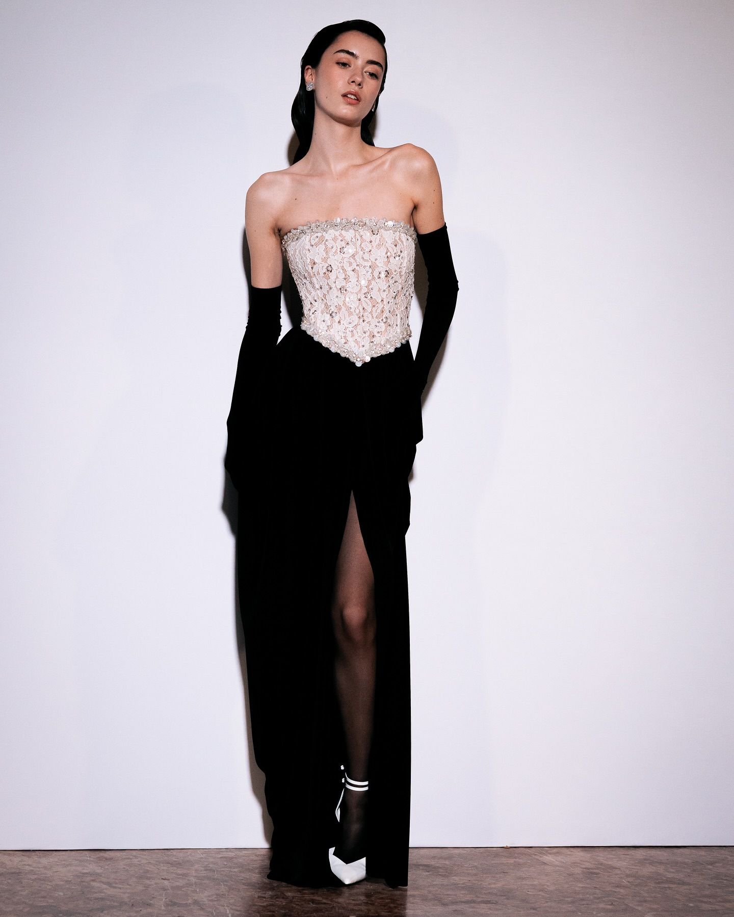 SB3730 Women's New Arrival Sexy Strapless Evening Maxi Dress Lace Embroidered Corset Top High Waist Tulle Formal Party Gown