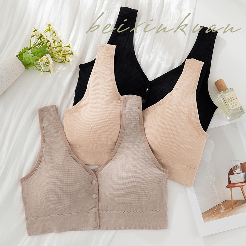 Breathable Everyday Women's Push-Up Summer Full Cup Seamless Wire-Free Comfort Maternity Nursing Bra Front Closure